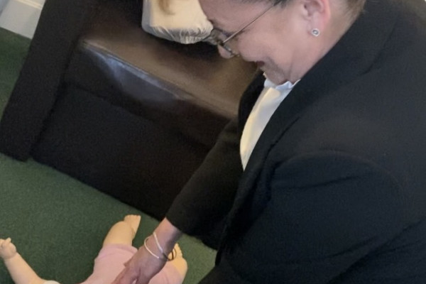 picture of our practice manager training in CPR at orchard house